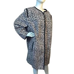 Talbots Woman Open‎ Front Jacket Pink Black Abstract Print Coat 24W KC